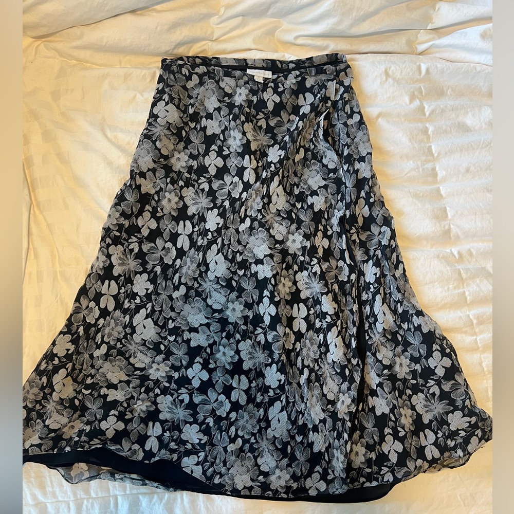 Charter Club Black and Silver Asymmetrical Maxi Wrap Skirt